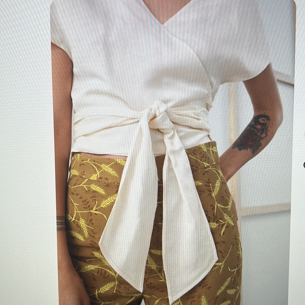 &Other Stories linen blend wrap top